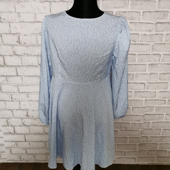SHEIN long sleeved summer dress Blue and White Floral ladies size large - Picture 4 of 4